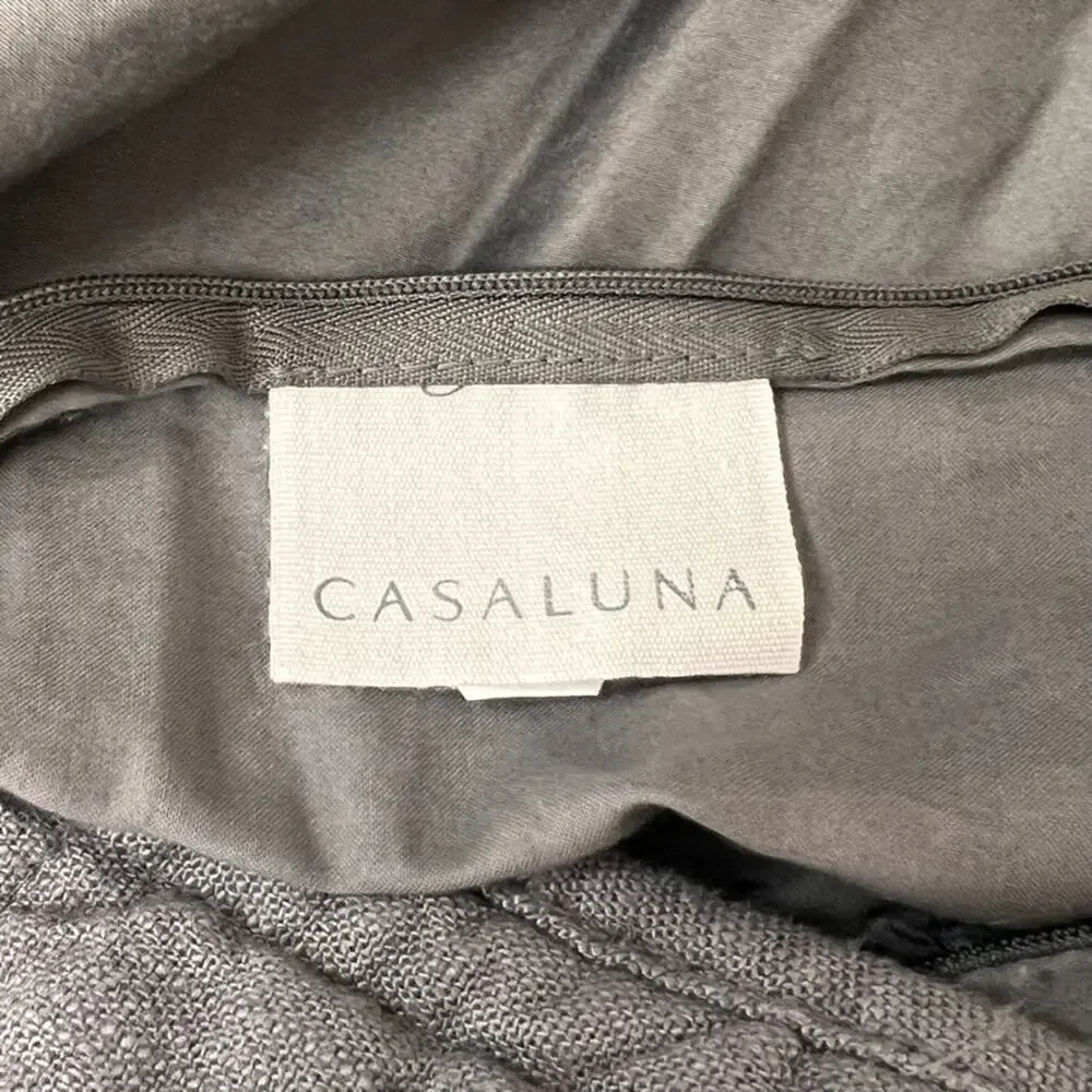 Casaluna Heavyweight Linen Blend Quilted Standard Pillow Shams Gray